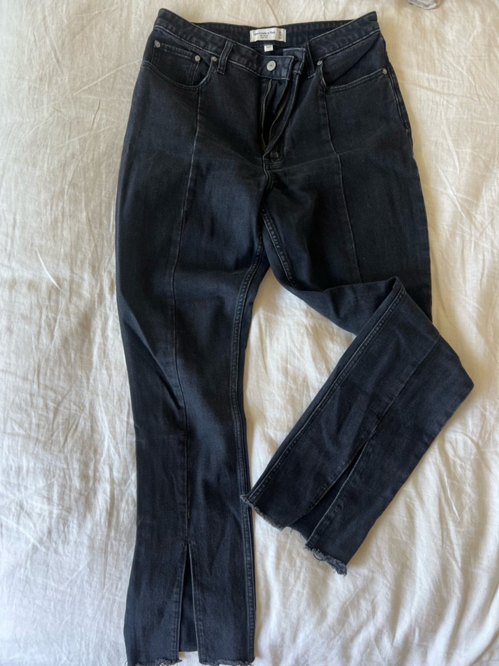 Black Women’s Jeans with Front Seam & Ankle Slit